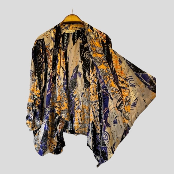 Orientique Women’s Abstract Open Front Cardigan Lightweight Layering Size XL - Picture 4 of 11